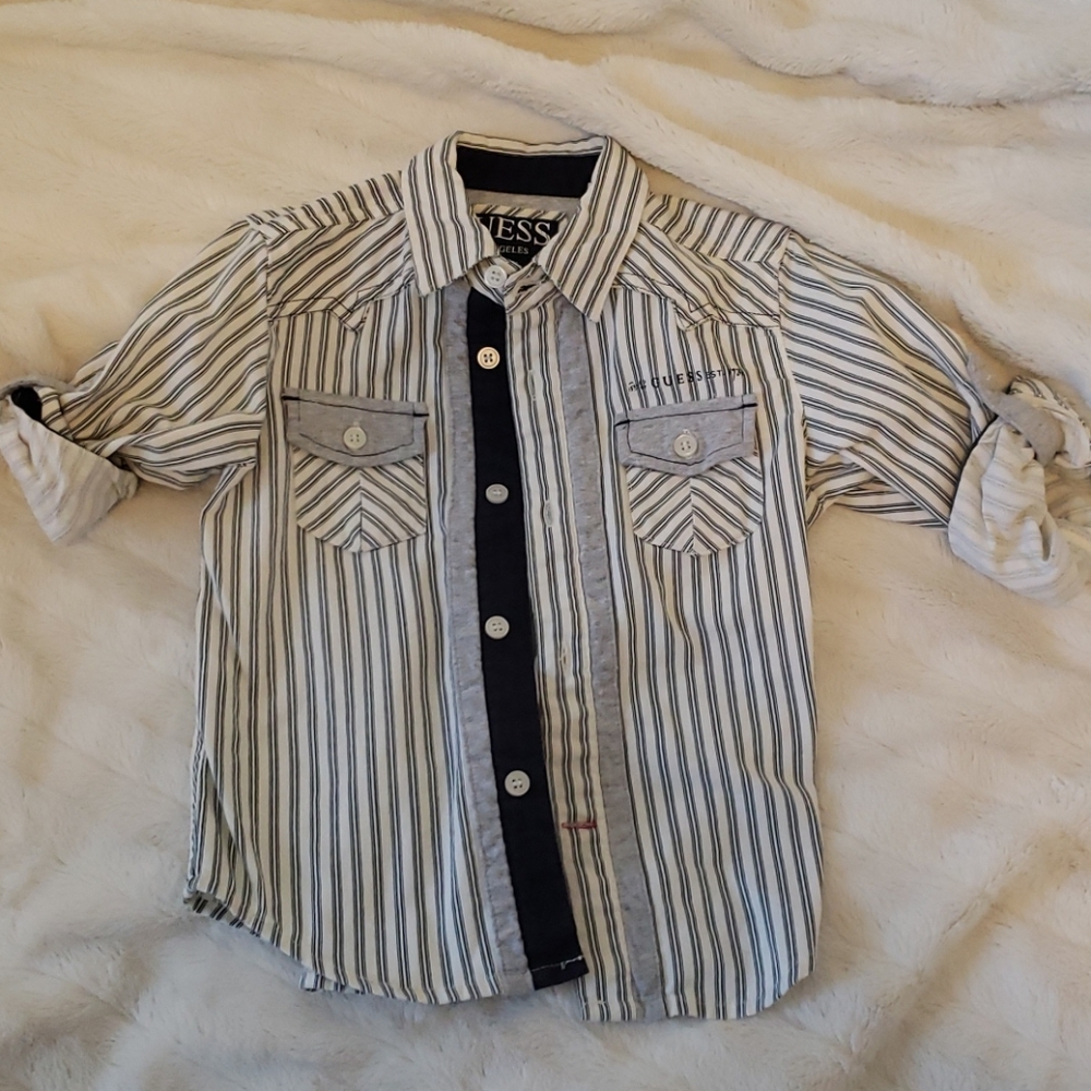 Guess Jeans navy stripe button-down shirt size 4T